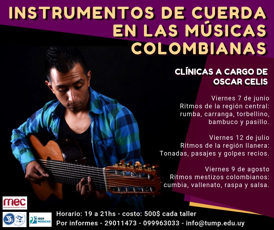 Colombia de punta a punta: La magia del 6/8
(Ensamble de música colombiana – ÚLTIMO TALLER)
Viernes 9 de agosto de 19 a 21hs